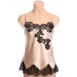 100% Seide Seidentop FLAVIA Mit Caudry Spitze Von Marjolaine